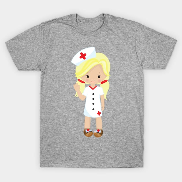 Nurse, Medicine, Doctor, Cute Girl, Blonde Hair T-Shirt by Jelena Dunčević